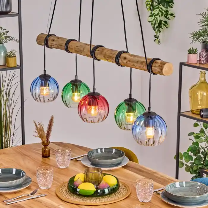 Koyoto Hanglamp, Kogellampje, Hanglamp Natuurlijke kleuren, Zwart, 5-lichts Flitsaanbieding
