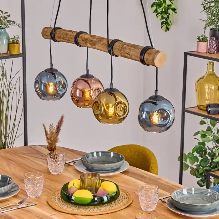 Ripoll Hanglamp, Kogellampje, Hanglamp Natuurlijke kleuren, Zwart, 4-lichts Speciale Aanbieding