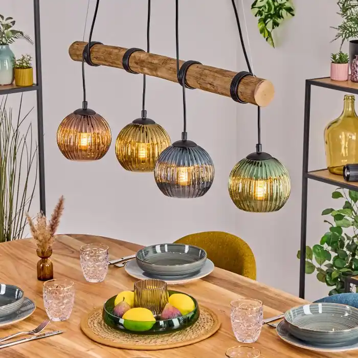 Koyoto Hanglamp, Kogellampje, Hanglamp Natuurlijke kleuren, Zwart, 4-lichts Gereduceerde Prijs
