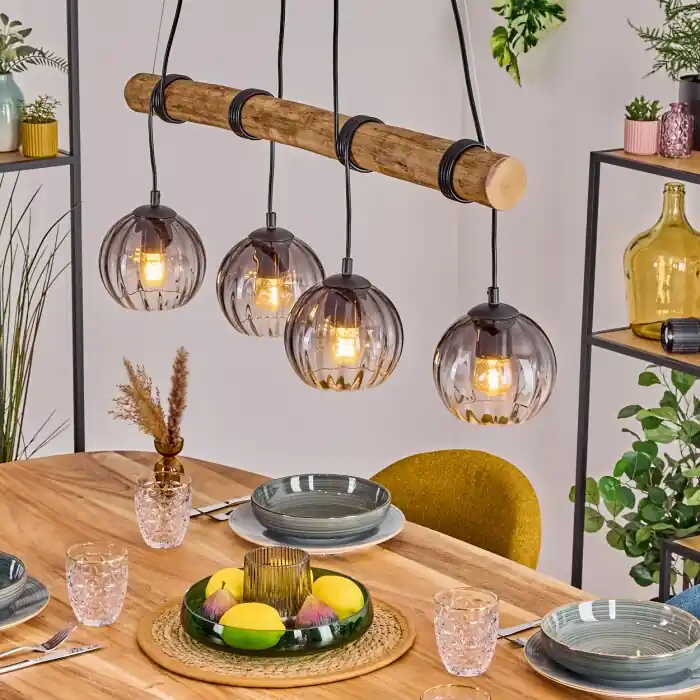 Shop Nu Koyoto Hanglamp, Kogellampje, Hanglamp Natuurlijke kleuren, Zwart, 4-lichts