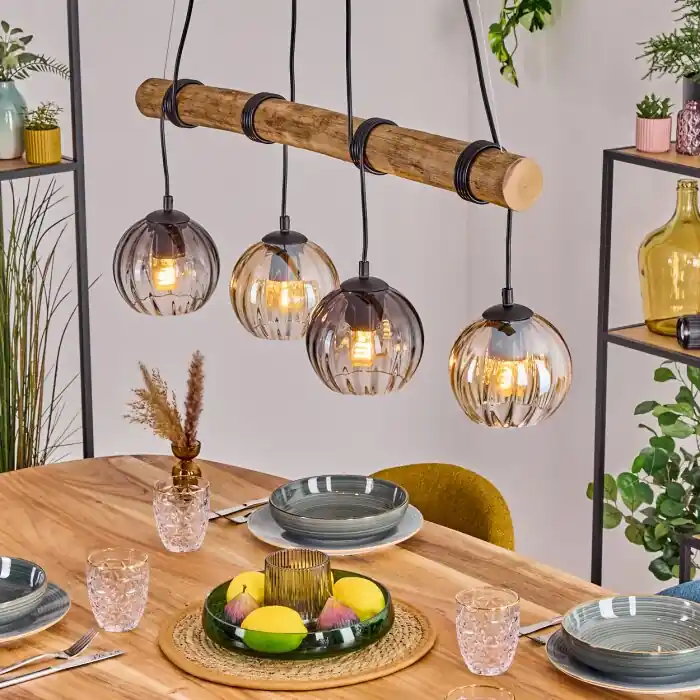 Laatste Versie Koyoto Hanglamp, Kogellampje, Hanglamp Natuurlijke kleuren, Zwart, 4-lichts
