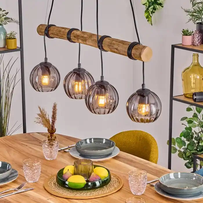 Koyoto Hanglamp, Kogellampje, Hanglamp Natuurlijke kleuren, Zwart, 4-lichts Beste Prijs