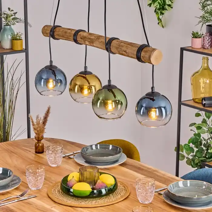 Gratis Retour Koyoto Hanglamp, Kogellampje, Hanglamp Natuurlijke kleuren, Zwart, 4-lichts