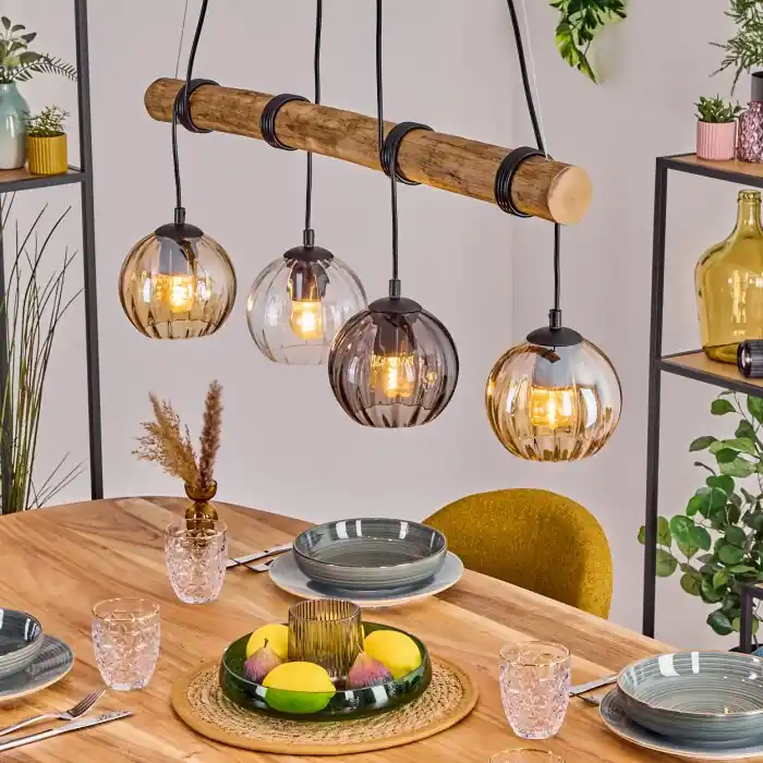 Koyoto Hanglamp, Kogellampje, Hanglamp Natuurlijke kleuren, Zwart, 4-lichts Gereduceerde Prijs