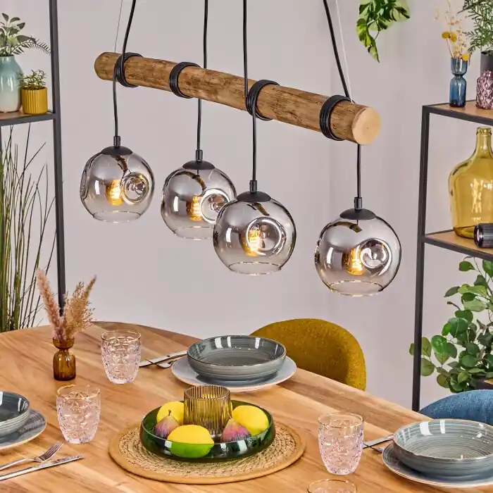Beperkte Voorraad Ripoll Hanglamp, Kogellampje, Hanglamp Natuurlijke kleuren, Zwart, 4-lichts