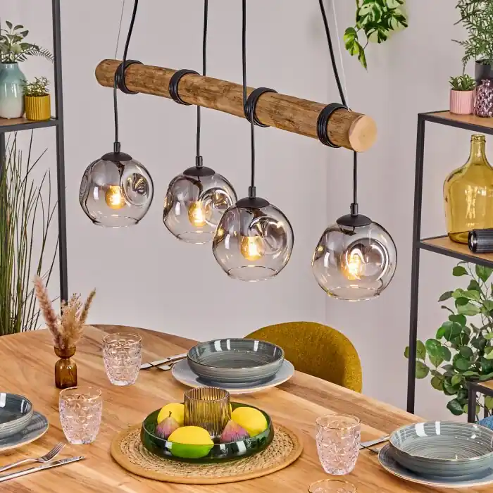 Ripoll Hanglamp, Kogellampje, Hanglamp Natuurlijke kleuren, Zwart, 4-lichts Laatste Kans