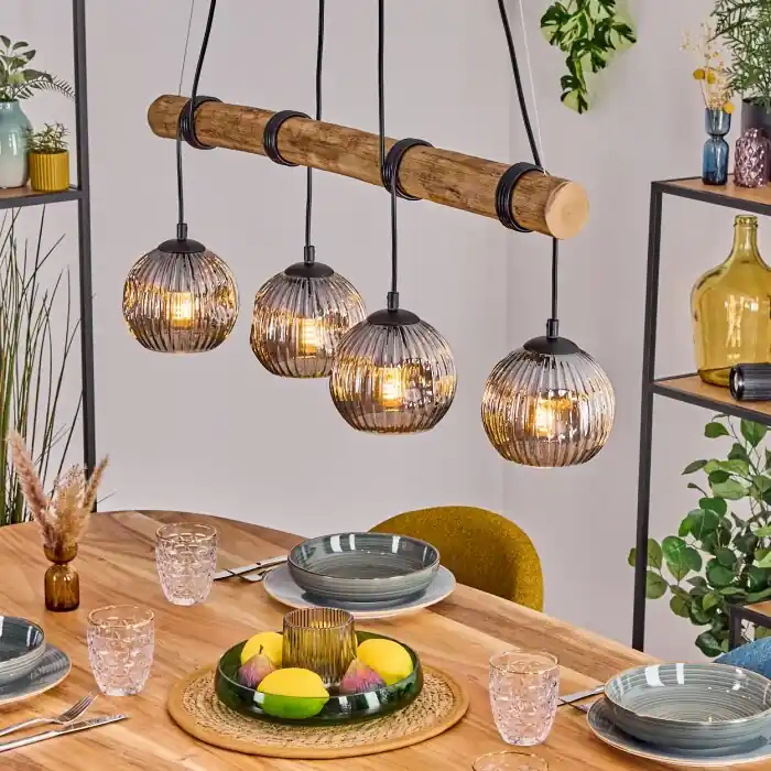 Ripoll Hanglamp, Kogellampje, Hanglamp Natuurlijke kleuren, Zwart, 4-lichts Seizoensaanbieding