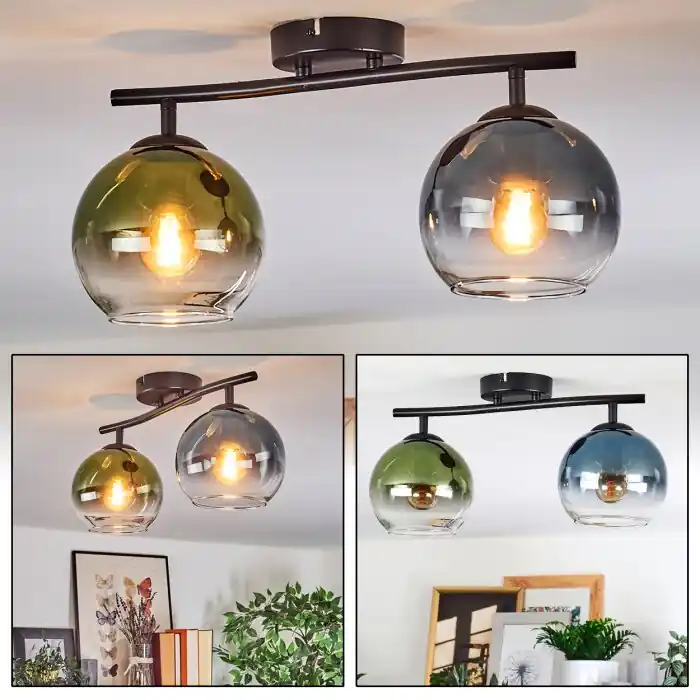 Tijdelijk Beschikbaar Koyoto Plafondlamp, Kogellampje Blauw, Groen, Duidelijk, 2-lichts