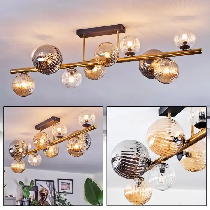 Beperkte Voorraad Chehalis Plafondlamp, Kogellampje Goud, Zwart, 10-lichts