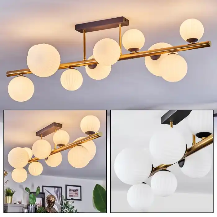Must-Have Chehalis Plafondlamp, Kogellampje Goud, Zwart, 10-lichts