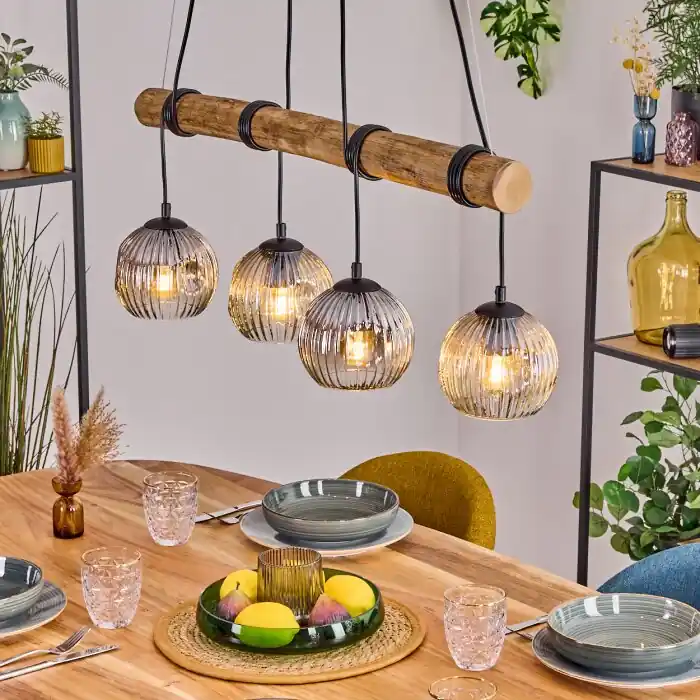 Exclusieve Aanbieding Ripoll Hanglamp, Kogellampje, Hanglamp Natuurlijke kleuren, Zwart, 4-lichts