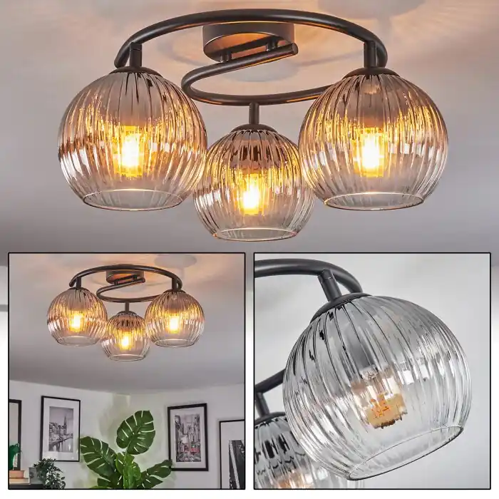 Op = Op Koyoto Plafondlamp, Kogellampje 37 cm Duidelijk, Rookkleurig, 3-lichts