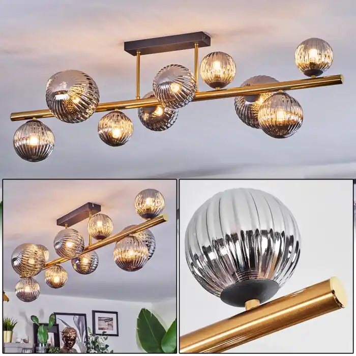 Op = Op Chehalis Plafondlamp, Kogellampje Goud, Zwart, 10-lichts
