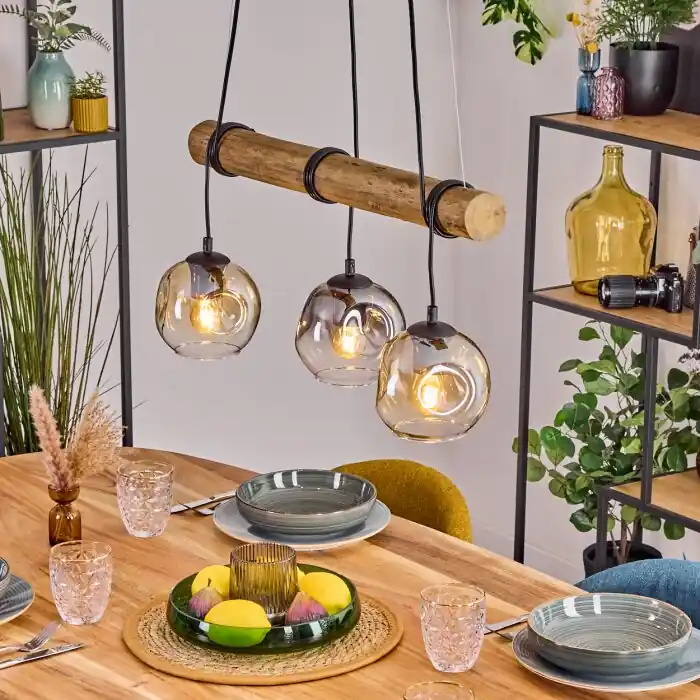 Ripoll Hanglamp, Kogellampje, Hanglamp Natuurlijke kleuren, Zwart, 3-lichts Koop Vandaag