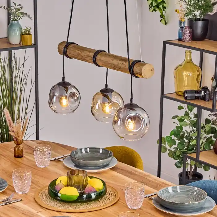 Rechtstreeks Van De Fabrikant Ripoll Hanglamp, Kogellampje, Hanglamp Natuurlijke kleuren, Zwart, 3-lichts