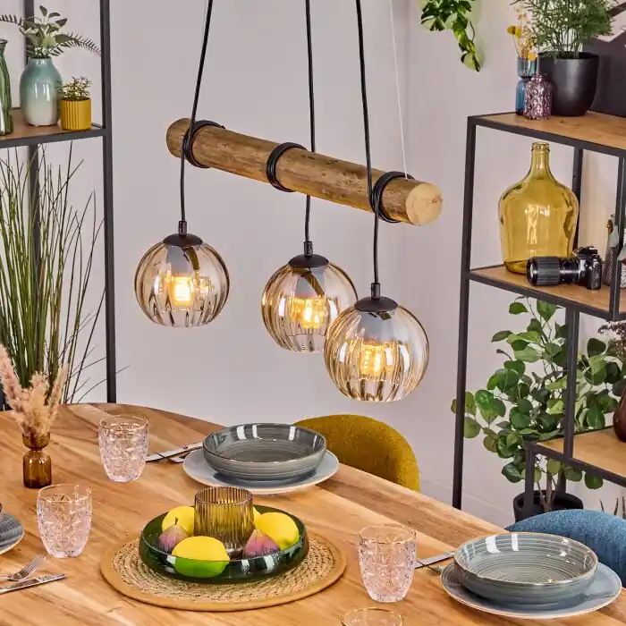 Direct Beschikbaar Koyoto Hanglamp, Kogellampje, Hanglamp Natuurlijke kleuren, Zwart, 3-lichts