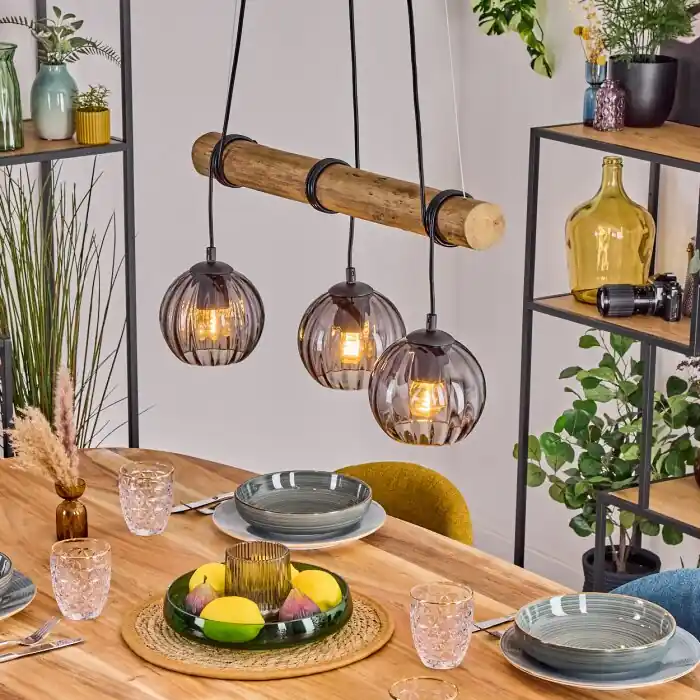 Koyoto Hanglamp, Kogellampje, Hanglamp Natuurlijke kleuren, Zwart, 3-lichts Beperkte Voorraad