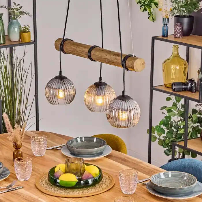 Koyoto Hanglamp, Kogellampje, Hanglamp Natuurlijke kleuren, Zwart, 3-lichts Betrouwbaar