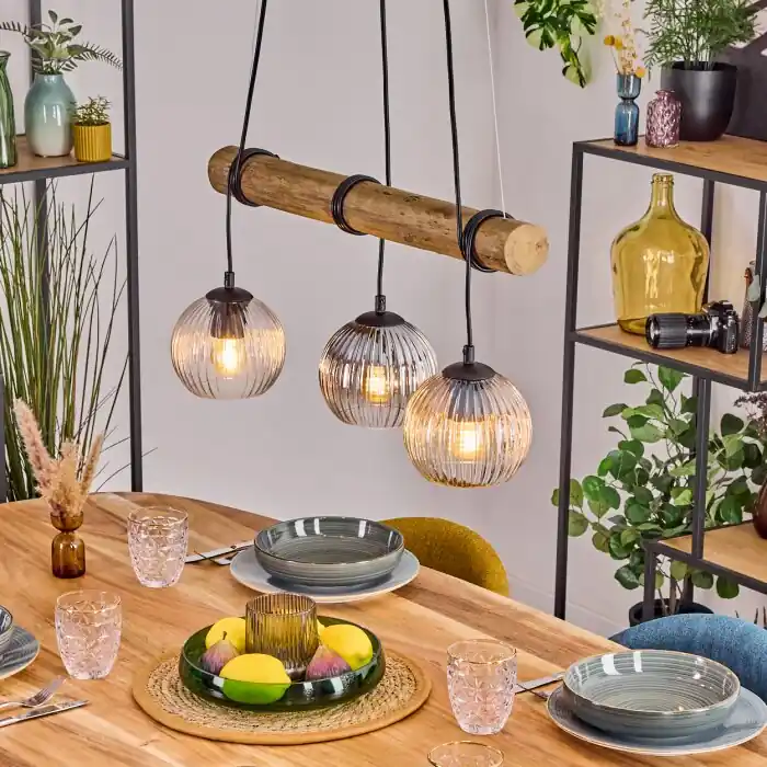Bestseller Koyoto Hanglamp, Kogellampje, Hanglamp Natuurlijke kleuren, Zwart, 3-lichts