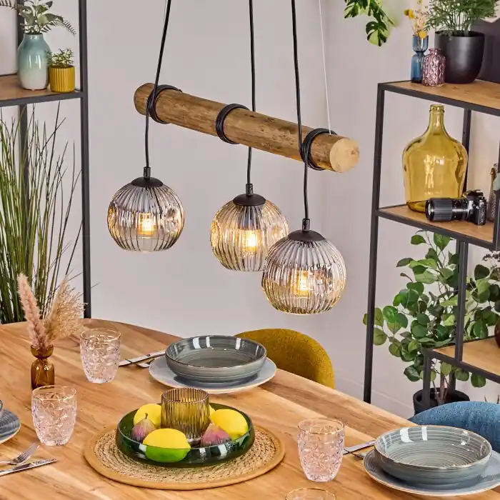 Ripoll Hanglamp, Kogellampje, Hanglamp Natuurlijke kleuren, Zwart, 3-lichts Flitsaanbieding