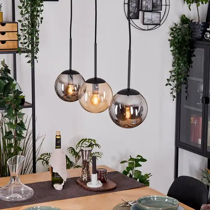 Meest Verkocht Gastor Hanglamp, Kogellampje, Hanglamp Amber, Rookkleurig, 3-lichts