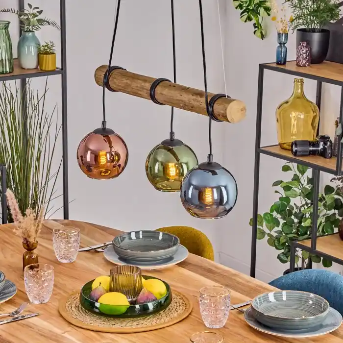 Beste Prijs Koyoto Hanglamp, Kogellampje, Hanglamp Natuurlijke kleuren, Zwart, 3-lichts