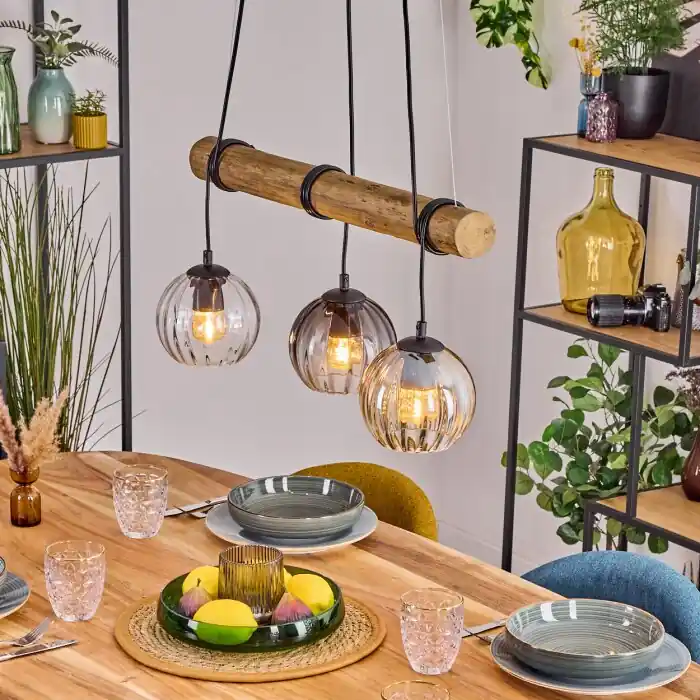 Exclusieve Aanbieding Koyoto Hanglamp, Kogellampje, Hanglamp Natuurlijke kleuren, Zwart, 3-lichts