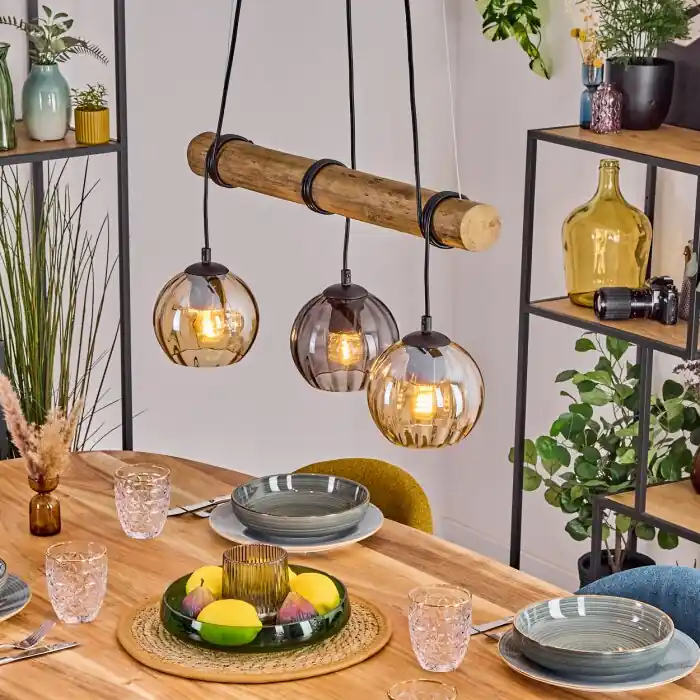 Direct Beschikbaar Koyoto Hanglamp, Kogellampje, Hanglamp Natuurlijke kleuren, Zwart, 3-lichts