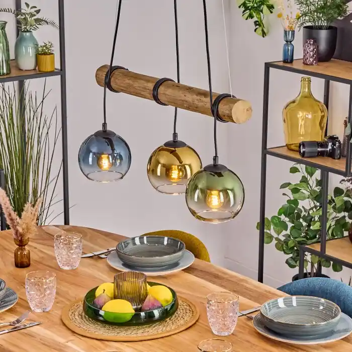 Koyoto Hanglamp, Kogellampje, Hanglamp Natuurlijke kleuren, Zwart, 3-lichts Beste Prijs