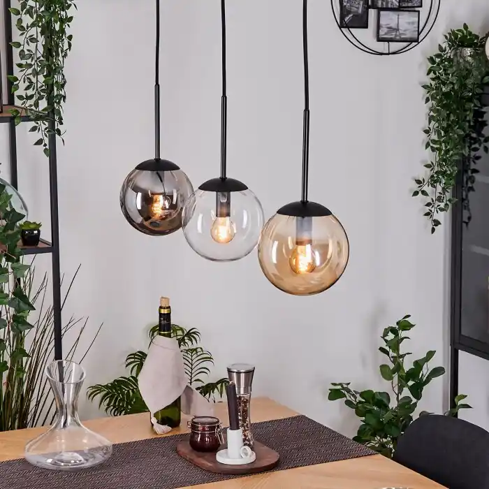 Finale Uitverkoop Gastor Hanglamp, Kogellampje, Hanglamp Amber, Duidelijk, Rookkleurig, 3-lichts