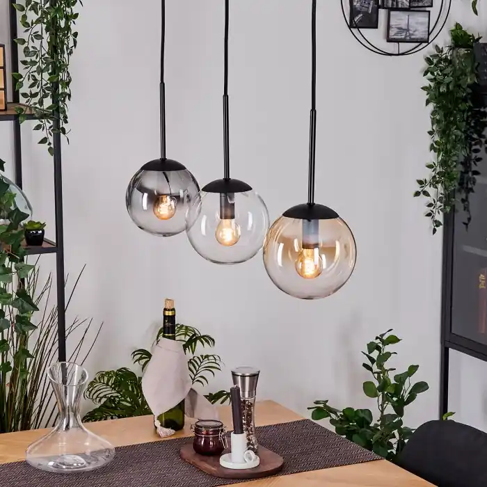 Dagaanbieding Gastor Hanglamp, Kogellampje, Hanglamp Amber, Duidelijk, Rookkleurig, 3-lichts