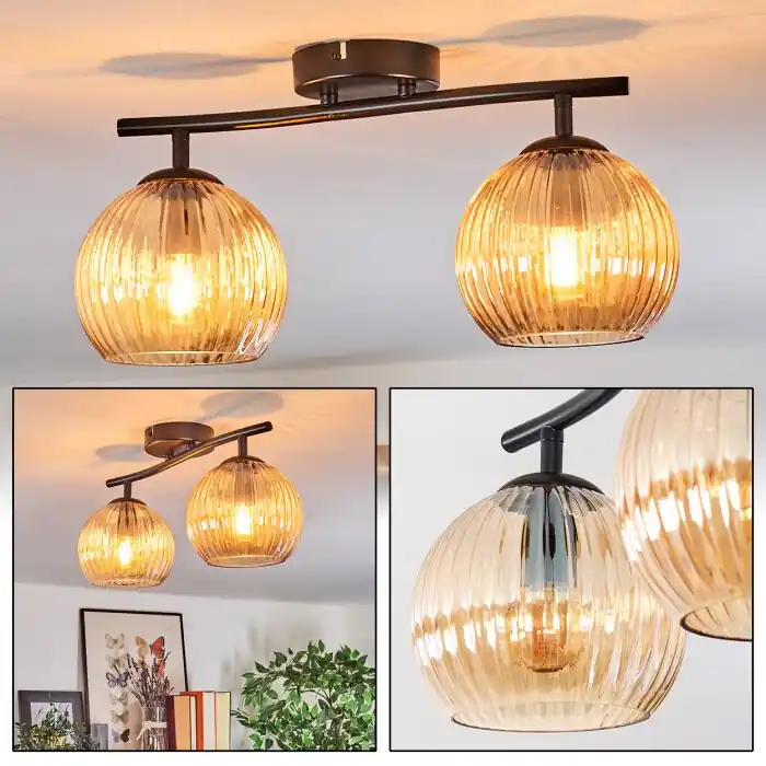 Must-Have Koyoto Plafondlamp, Kogellampje Amber, 2-lichts