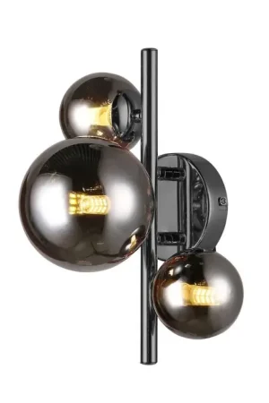WOFI VILLA Wandlamp Chroom, Zwart, 3-lichts Superprijs