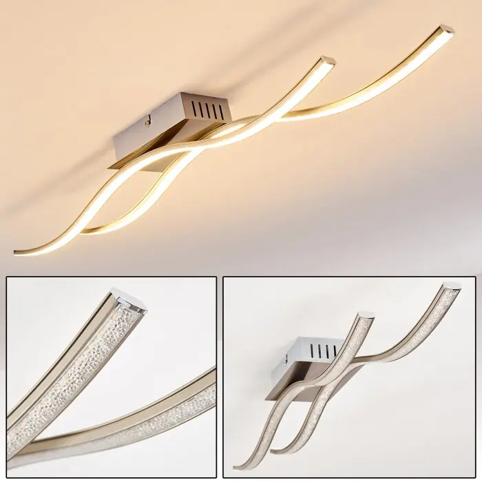 Gratis Retour Kalandi Plafondlamp LED Nikkel mat, 2-lichts