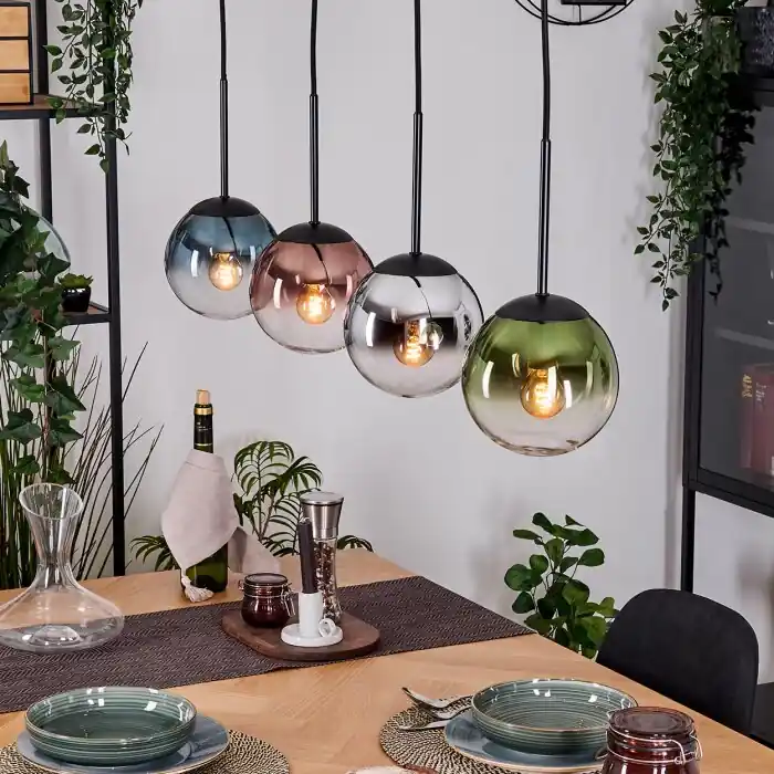 Gastor Hanglamp, Kogellampje, Hanglamp Blauw, Chroom, Groen, Duidelijk, Koperkleurig, Rookkleurig, 4-lichts Lage Prijs