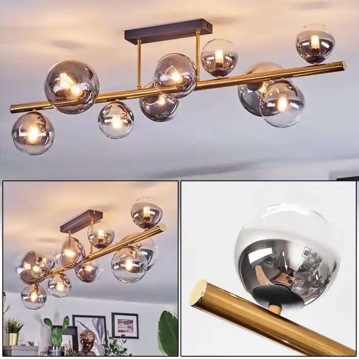 Chehalis Plafondlamp, Kogellampje Goud, Zwart, 10-lichts Gereduceerde Prijs