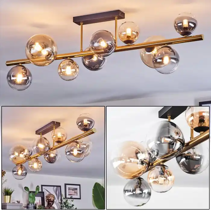 Chehalis Plafondlamp, Kogellampje Goud, Zwart, 10-lichts Betrouwbaar
