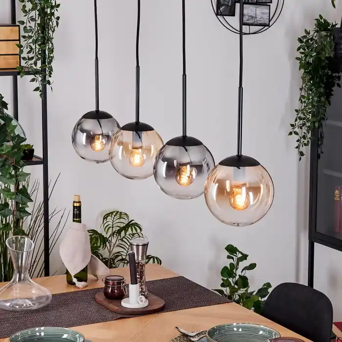 Gereduceerde Prijs Gastor Hanglamp, Kogellampje, Hanglamp Amber, Duidelijk, Rookkleurig, 4-lichts