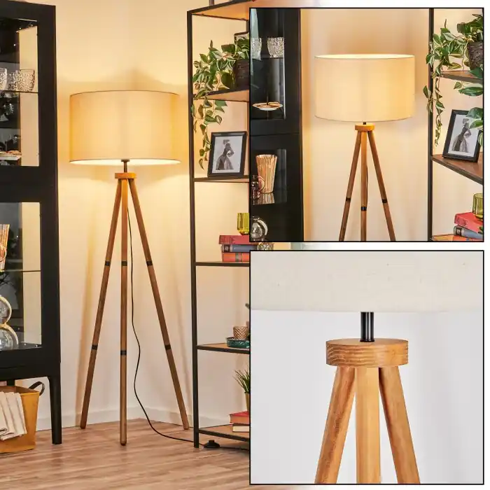 Tijdelijk Beschikbaar Flemming Staande lamp Hout donker, Zwart, 1-licht