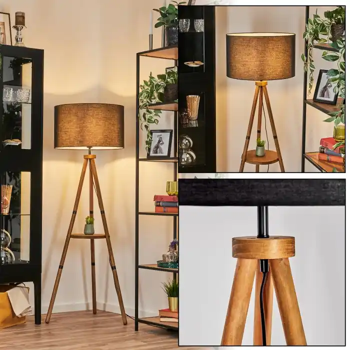 Flemming Staande lamp Bruin, Natuurlijke kleuren, Zwart, 1-licht Populair