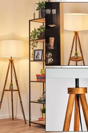 Aanbieding Flemming Staande lamp Bruin, Natuurlijke kleuren, Zwart, 1-licht