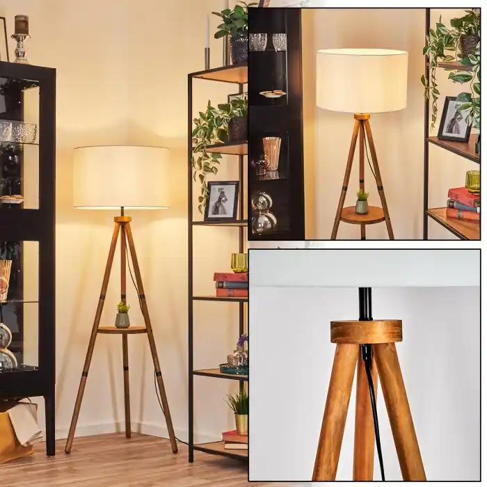 Aanbieding Flemming Staande lamp Bruin, Natuurlijke kleuren, Zwart, 1-licht