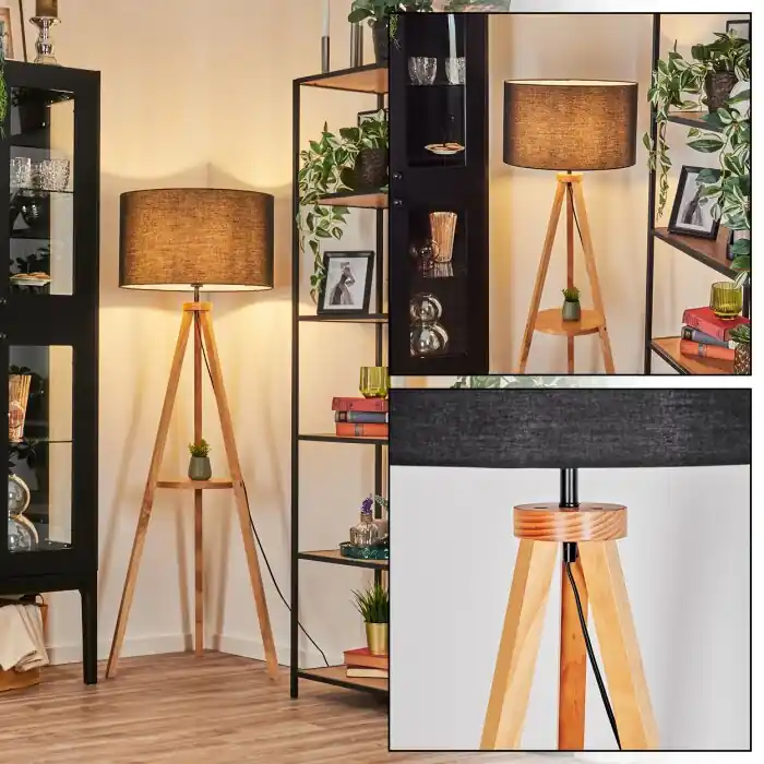 Flemming Staande lamp Natuurlijke kleuren, Zwart, 1-licht Favoriet