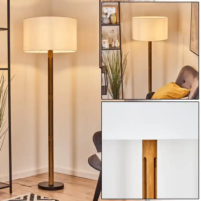 Snelle Levering Flemming Staande lamp Bruin, Natuurlijke kleuren, Zwart, 1-licht