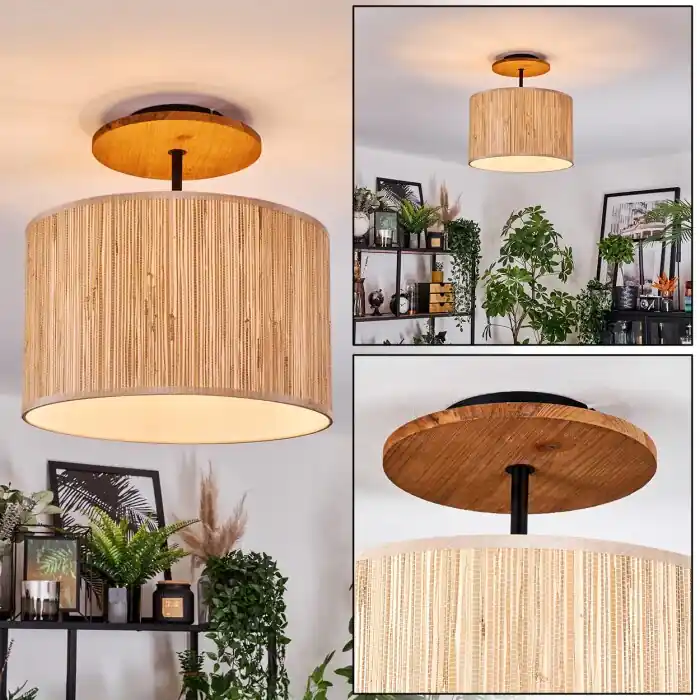 Hoge Kwaliteit Bongal Plafondlamp Natuurlijke kleuren, Zwart, 1-licht