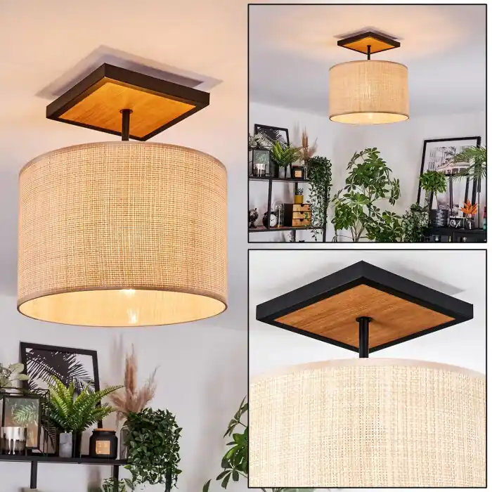 Sabadim Plafondlamp Natuurlijke kleuren, Zwart, 1-licht Favoriet