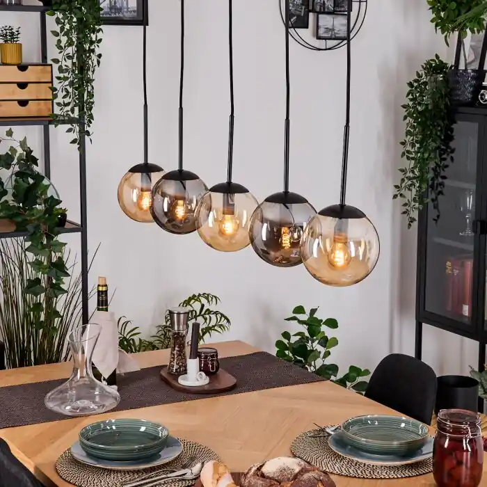 Finale Uitverkoop Gastor Hanglamp, Kogellampje, Hanglamp Amber, Rookkleurig, 5-lichts