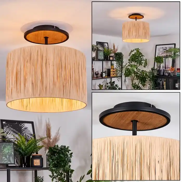 Granja Plafondlamp Natuurlijke kleuren, Zwart, 1-licht Finale Uitverkoop