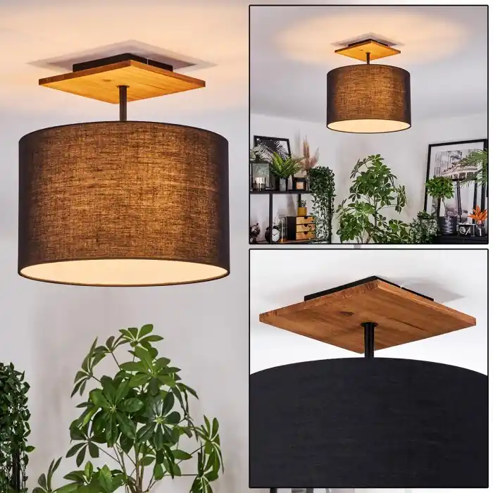 Beperkt Aanbod Bassagoda Plafondlamp Natuurlijke kleuren, Zwart, 1-licht