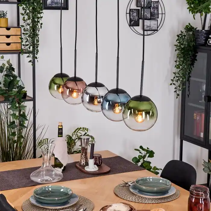 Speciale Aanbieding Gastor Hanglamp, Kogellampje, Hanglamp Blauw, Chroom, Groen, Duidelijk, Koperkleurig, Rookkleurig, 5-lichts